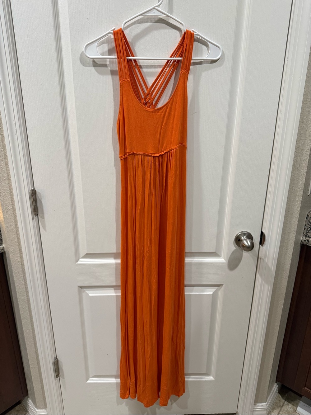Calvin Klein Orange Boho Cotton Maxi Dress with Strappy Details